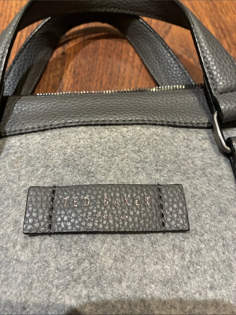 Ted Baker Gray Felt with Black Leather Trim Laptop Briefcase